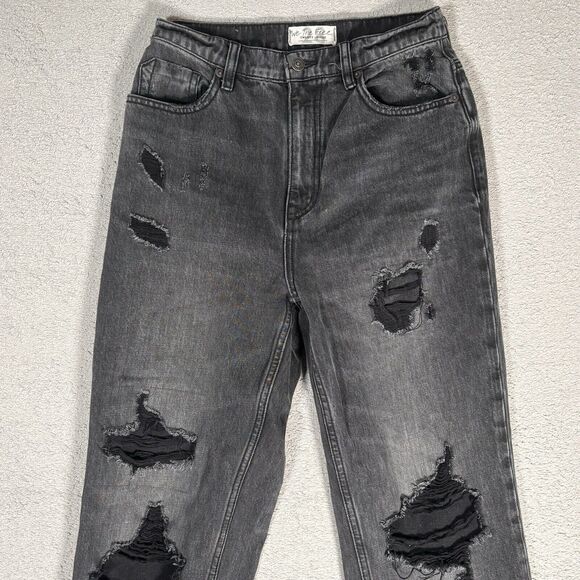 We The Free Crvy Jeans Women’s Size 28 High Rise Straight Leg Distressed Black - Picture 2 of 12